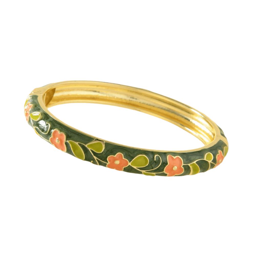 Floral Motifs Cloisonne Bangle Zinc Zinc Zinc Alloy Dropped Glaze Bracelet  Party Jewelry