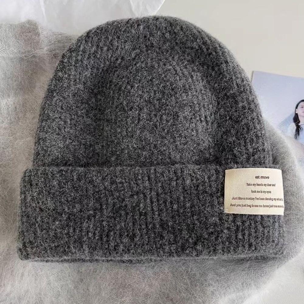 

Solid Color Winter Knitted Hat Thick Warm Crochet Bonnet Hat Casual Beanie Cap