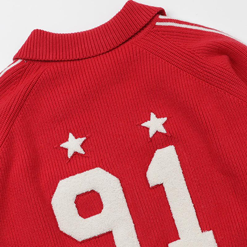 Korean Badblood BCAC Series Women's American Retro Red Knit Cardigan Sweater