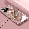 Pink Diamond Flower Tempered Glass Phone Case for iPhone 18 17 Pro Max 16 15 14 Plus 13 12 11 Pro Max 16E 17Air Protection Cover