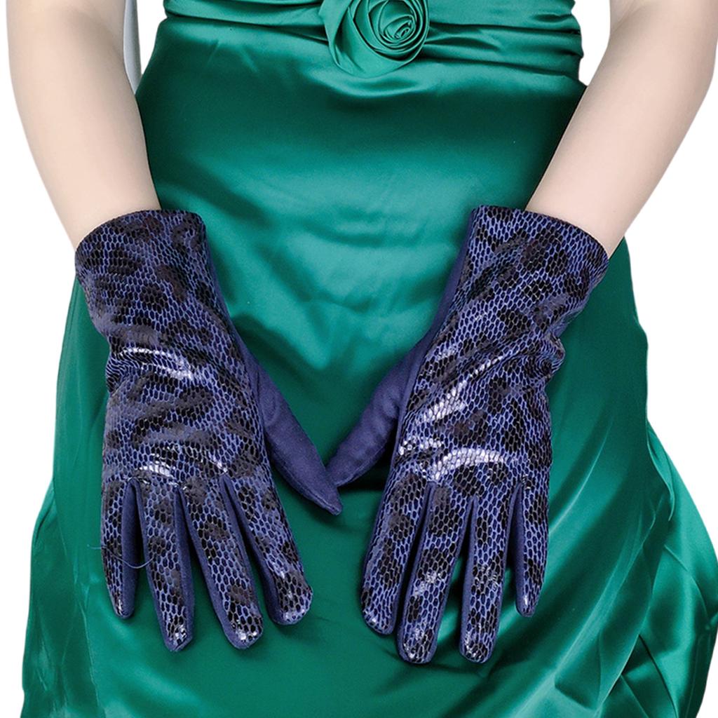 2lots Leopards Short Gloves Ladies Elastic Fabrics Mittens Winter Gloves for Daily Use