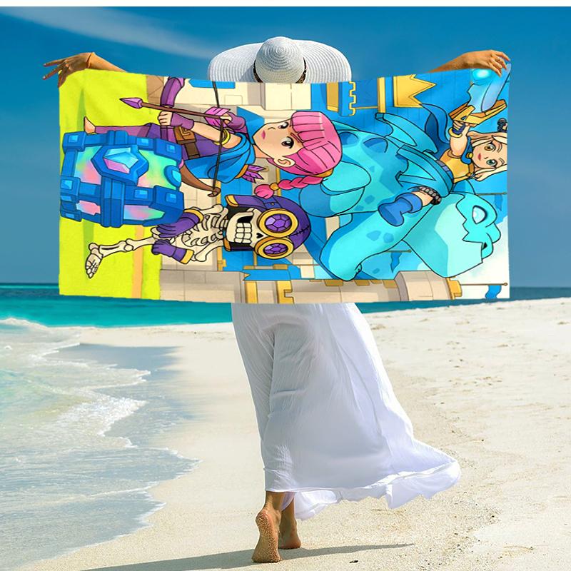 Ultra-Soft Beach Towel with Clash Royale Theme,Ideal for Pool - Camping, Diving - Perfect Travel Essential, Vibrant Beach Towel.