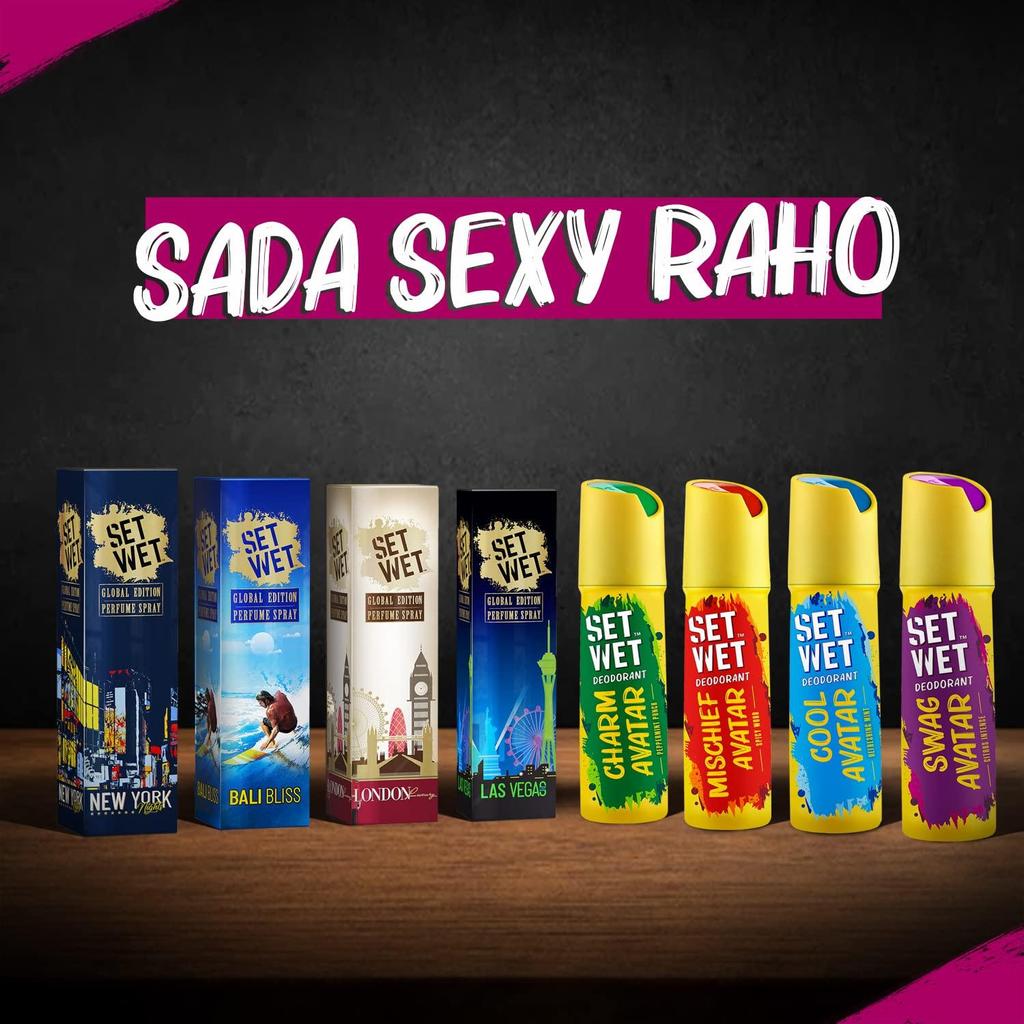 Set Wet Cool, Charm and Swag Avatar Deodorant Spray Perfume, 150 Ml Each (Pack of 3)
