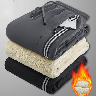Men Winter  Plush Thick Fleece Sweatpant Thermal Trousers Casual Pants Windproof Warm Lambswool Sports Pants