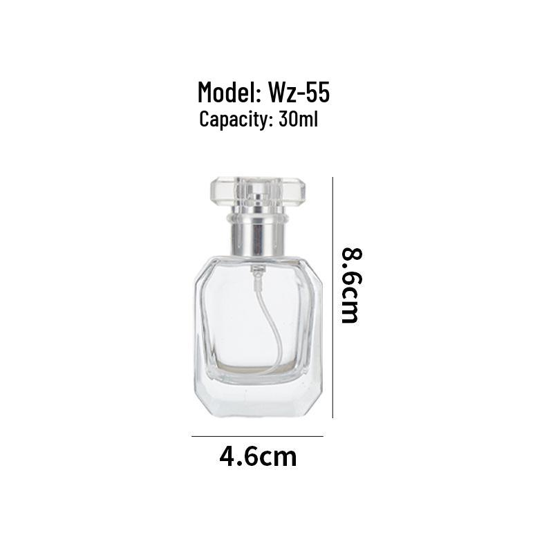 Elegant Transparent Rhombus Perfume Bottle – High-End Glass Spray, Portable for Decanting