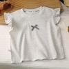 Toddler Flying Sleeve Top Summer Cotton Bow T-Shirts Casual Crewneck Vest Tops Basic Blouse Girls Clothes