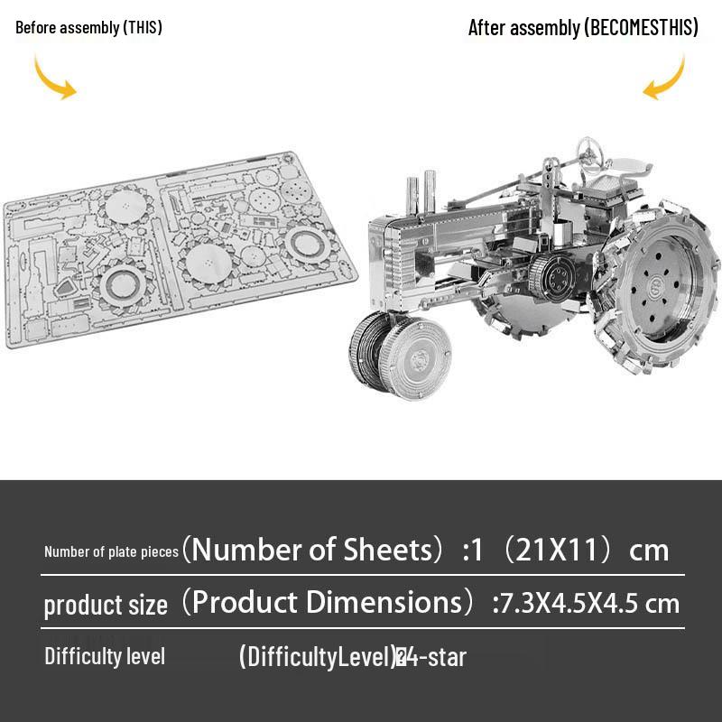 

Металлическая 3D-модель трактора из нержавеющей стали, игрушка-пазл