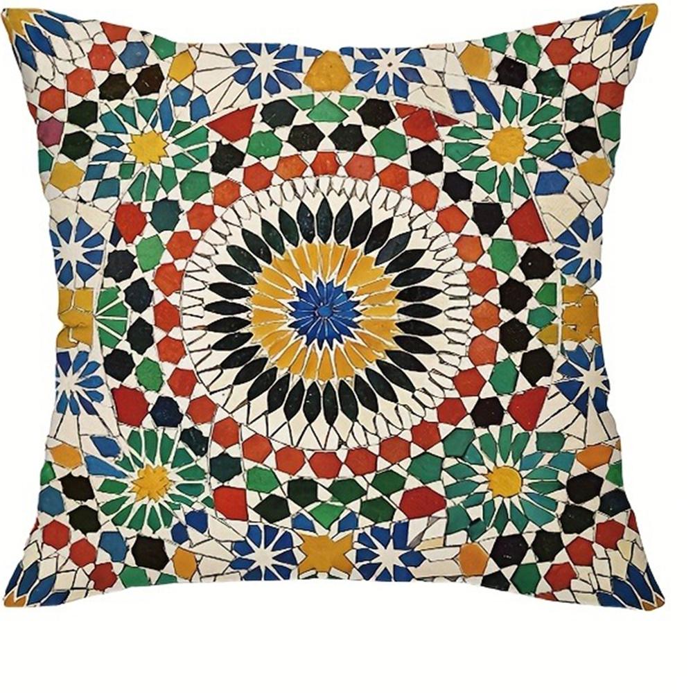 Colorful Mosaic Pattern Pillow CoversLiving room sofa cushion cover, soft and comfortable, bedroom room decoration