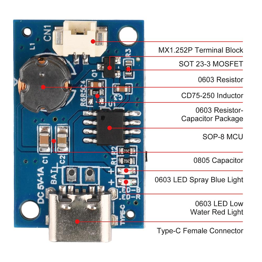 DC 5V Powered Mist Humidifier Module Microporous Atomizing Plate Driver Board DIY Plant Humidifier with Water Shortage Sensor