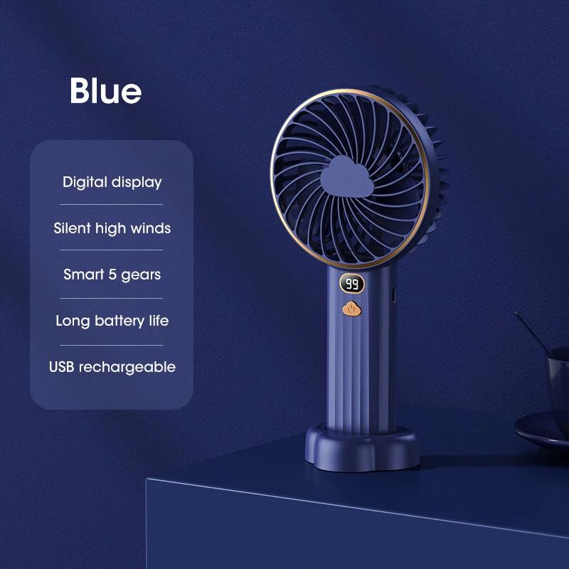 

3000 мАч офисный настольный вентилятор портативный кондиционер подзарядка портативный мини USB карманный вентилятор с дисплеем данных синий