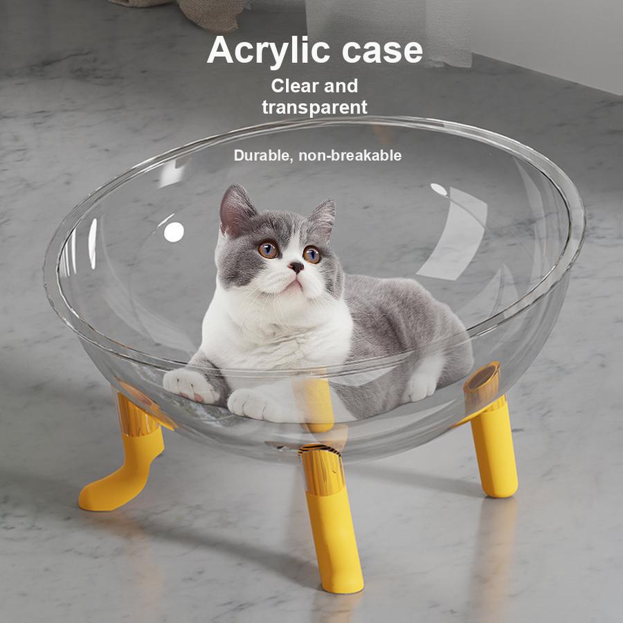 Large Cat Cave Space Capsule Pet House Summer All Seasons Universal Transparent Acrylic Rotating Base Cat Toy Pet Supplies