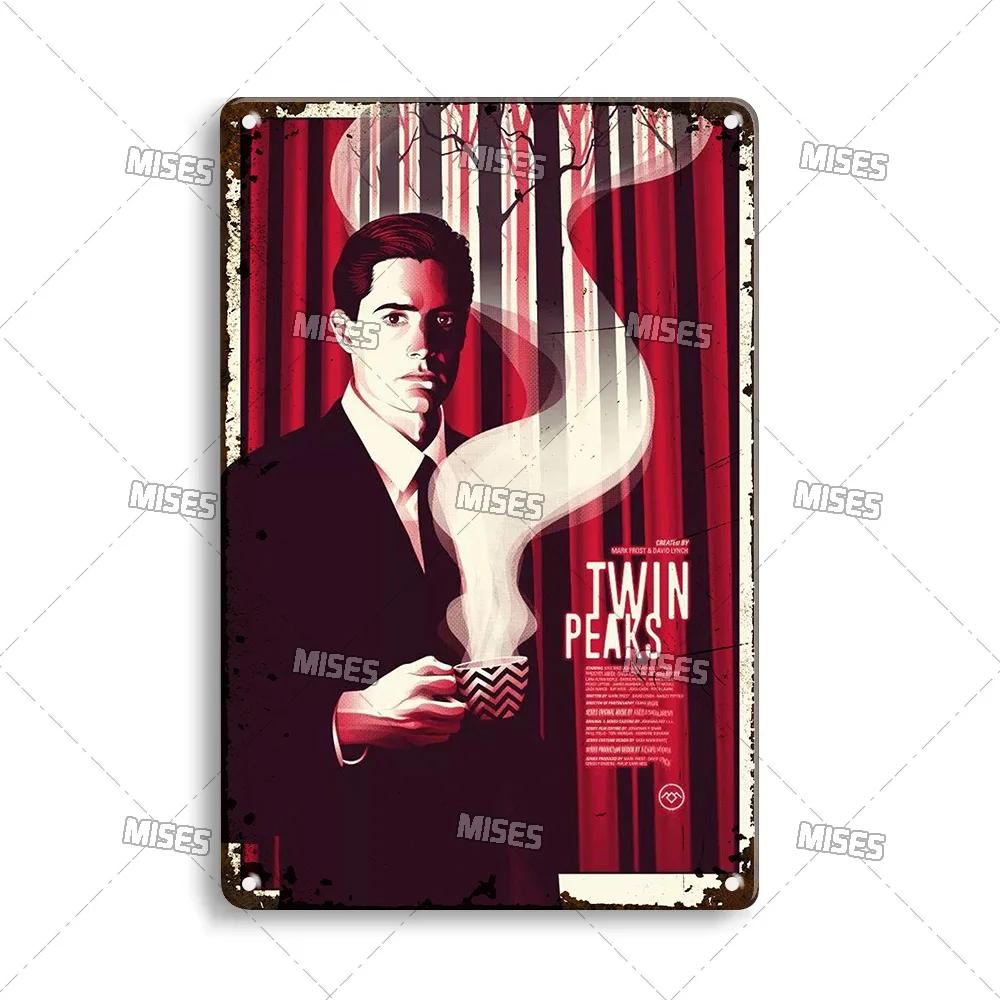 MISES Twin Peaks Classic TV Metal Sign Rusty Metal Poster Man Cave Garage Club Industrial Decor Decorative Plate Metal Plaque
