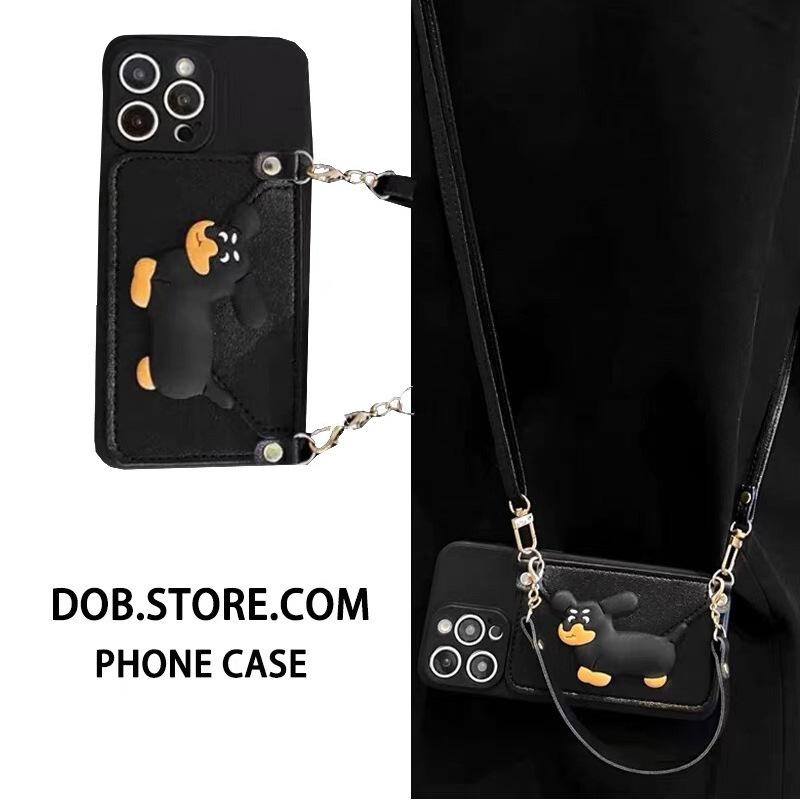 For IPhone15 Pro Dog Wallet Card Case for Apple 16 Crossbody Rope 14 Handheld Rope All Inclusive