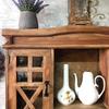 Rustic wooden wall cabinet with drawers and hooks