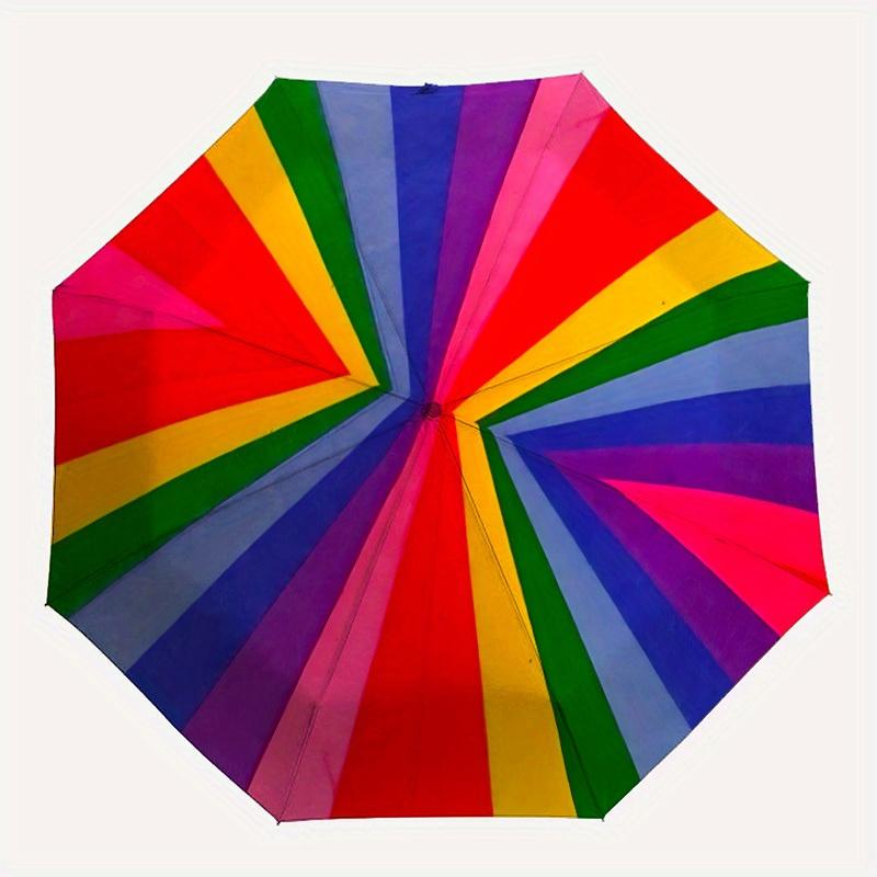 

1pc Rainbow Pattern Automatic Open/Close Umbrella, Umbrella with cartoon Design, Portable Compact Umbrella for Men & Women, Good Holiday Gif