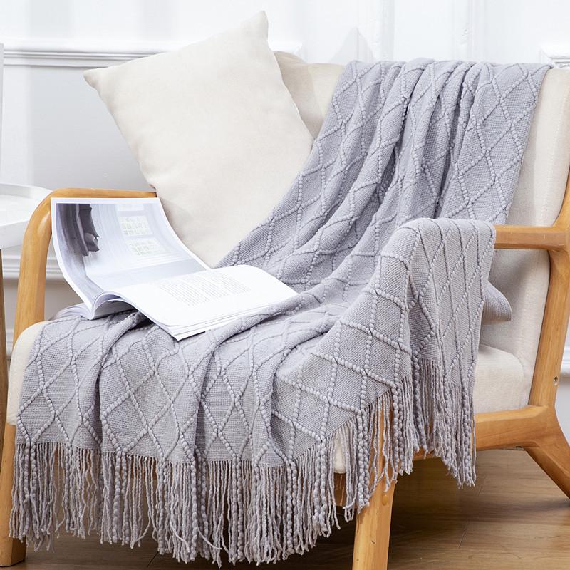 Bohemian Knitted Throw Blanket for Bed, Sofa, or Office Nap