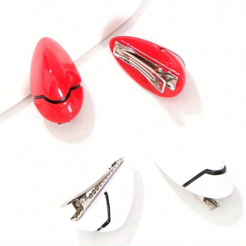 Women's Red & White Resin Cute & Unique Horn Shaped Hair Clips Suitable for Daily Wear Valentine's Day Valentines Claw Clips Hair Claws