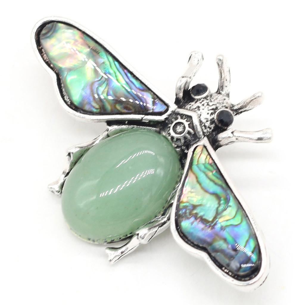 Classic Alloy Butterfly Brooch Pin With Faux Stone And Shell For Women Fashion Accessory