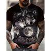 Summer fashion street short sleeved 3D digital printed animal men's T-shirt, oversized loose casual street hip-hop