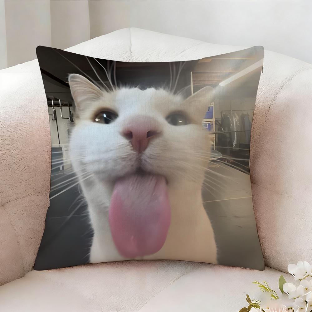 Cat Funny MEME Pillow Case Pillowcase Doublesided Printed Sofa Cushion Bedroom Headboard Pillow