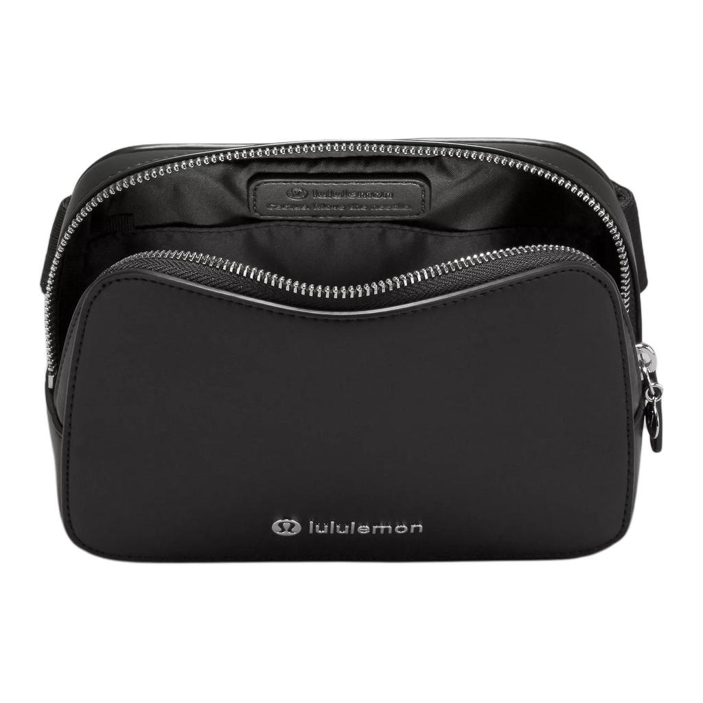 Lululemon Everywhere 1L Logo Zipper Waist Bag Unisex Waist Bag Black Silver LU9BVDS-0393