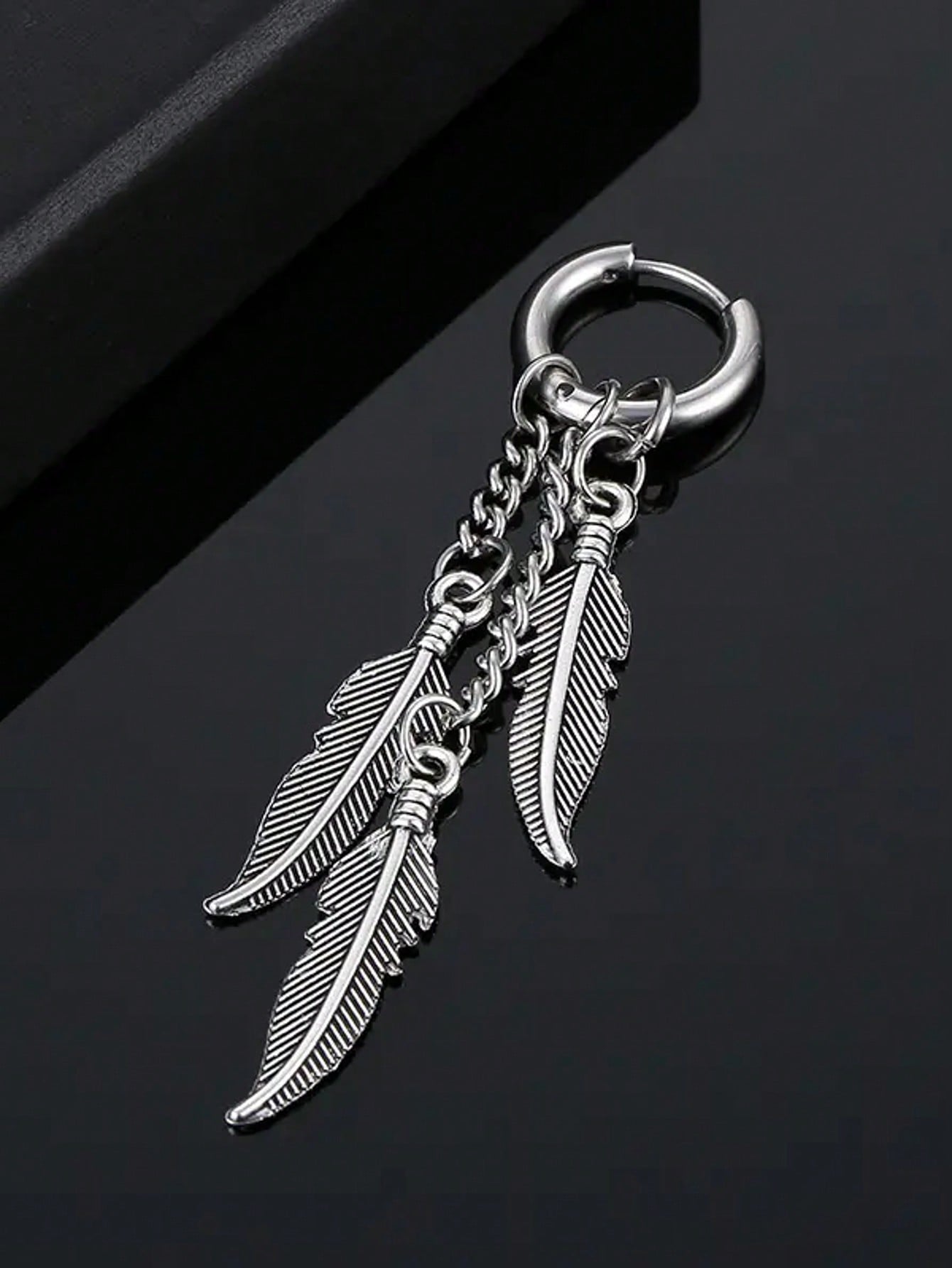 

Элегантные серьги-подвески с перьями, гипоаллергенная нержавеющая сталь, бохо-украшения, серьги-кольца с цепочками-листьями и длинными кисточками, панк-готика, идеальные для ушей