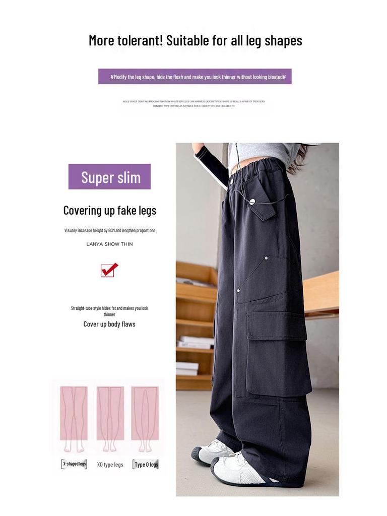 Girls' Wide-Leg Cargo Pants - Cool Street Style for Autumn 2025