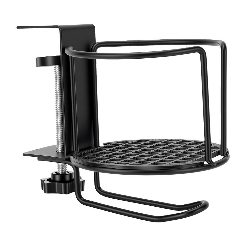 2 In 1 Desk Cup Holder with Headphone Hanger Metal Clamp On Anti Spill Table Water Bottle Holder for Universal Cups