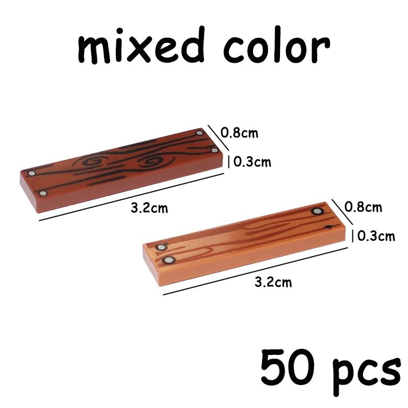 Non-Toxic 50Pcs Smooth Printed 1X4 Size 1*4 Assemble Particles 2431 Wood Grain Pattern Traffic Warning Bricks Moc Tile Diy Toy For Kids