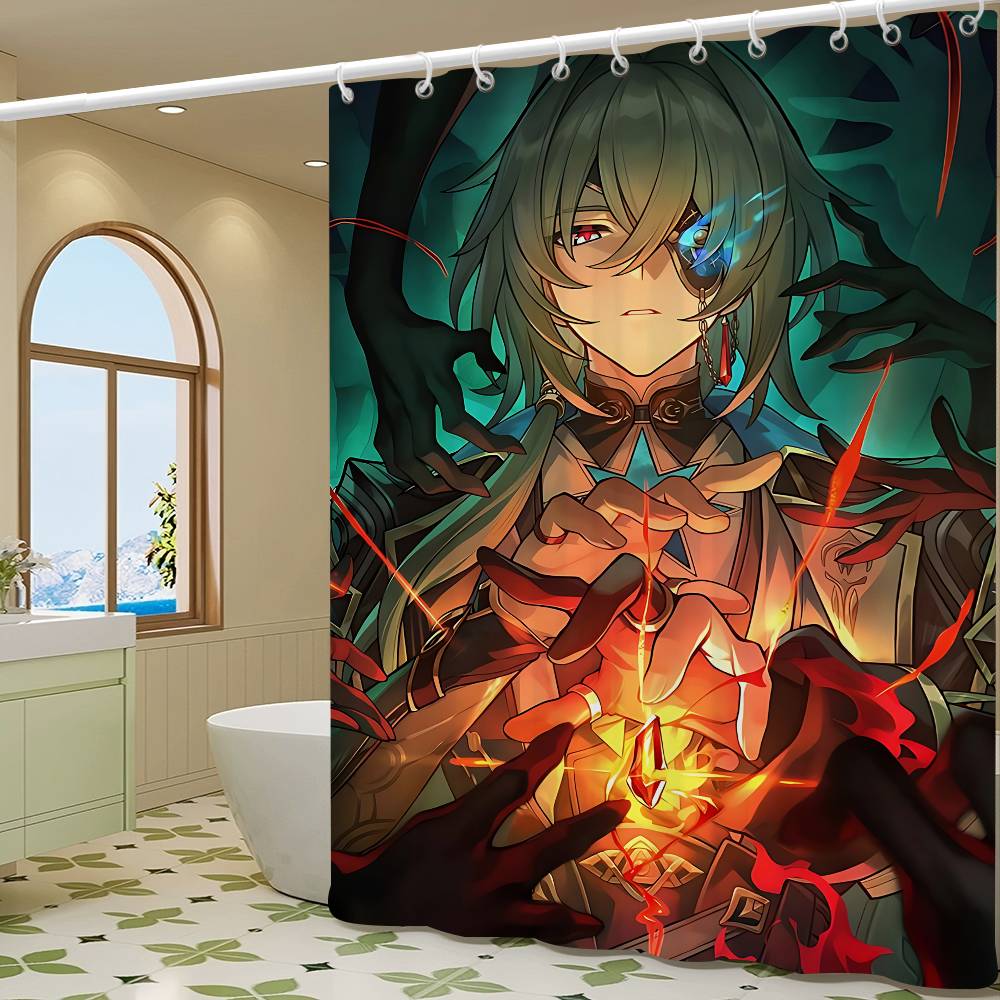 Honkai Star Rail Game Simple Shower Curtain Bathroom Shower Curtain Easy To Clean And Scrub Polyester Waterproof Light Opaque