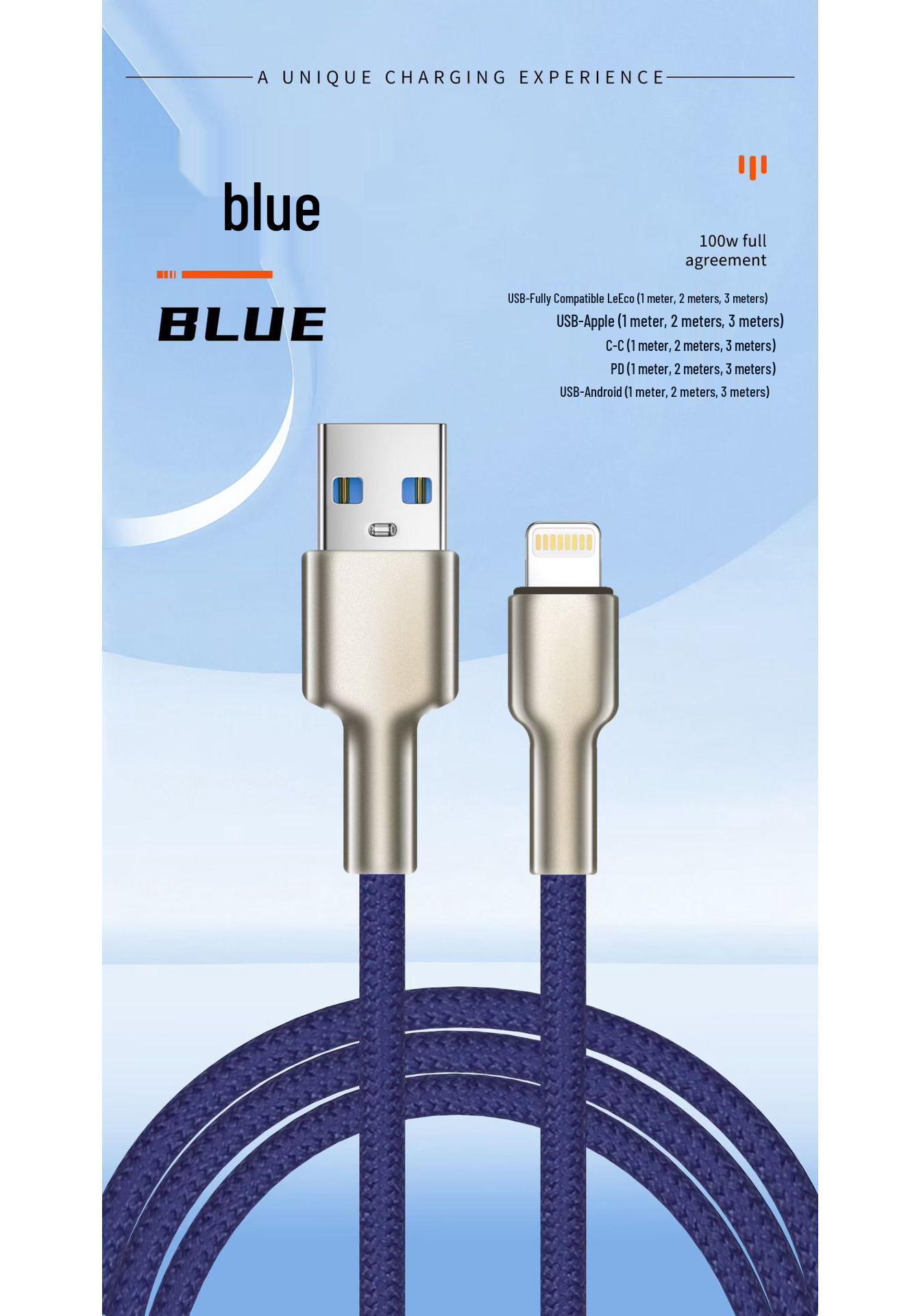 

100W Metal Series Type-C to Type-C PD Fast Charging Cable for Apple and Huawei