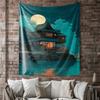 Moonlit Waterfront House Digital Printing Polyester Wall Tapestry Suitable for Use In Living Rooms Bedrooms Offices Bars Party
