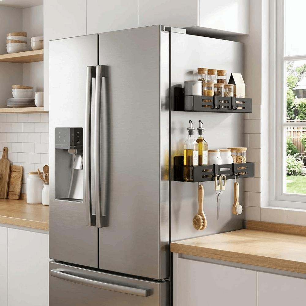 1/2PCS Iron Magnetic Spice Rack Wall Mounted Refrigerator Organizer Durable Seasoning Holder  Home