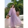French Romantic Fairy Dress Fairy Fluttering Temperament Gentle Fairy White Off-the-shoulder Dress Seaside Vacation