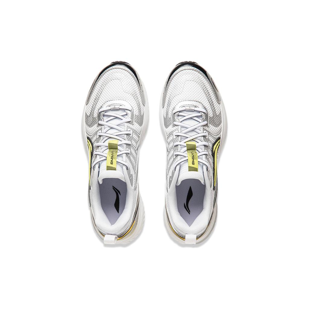 Li Ning Fuyao 1.0 V3 Fabric Cushioning, Wear Resistant Low top Casual Running Shoes Men's White Silver ARXU003-4