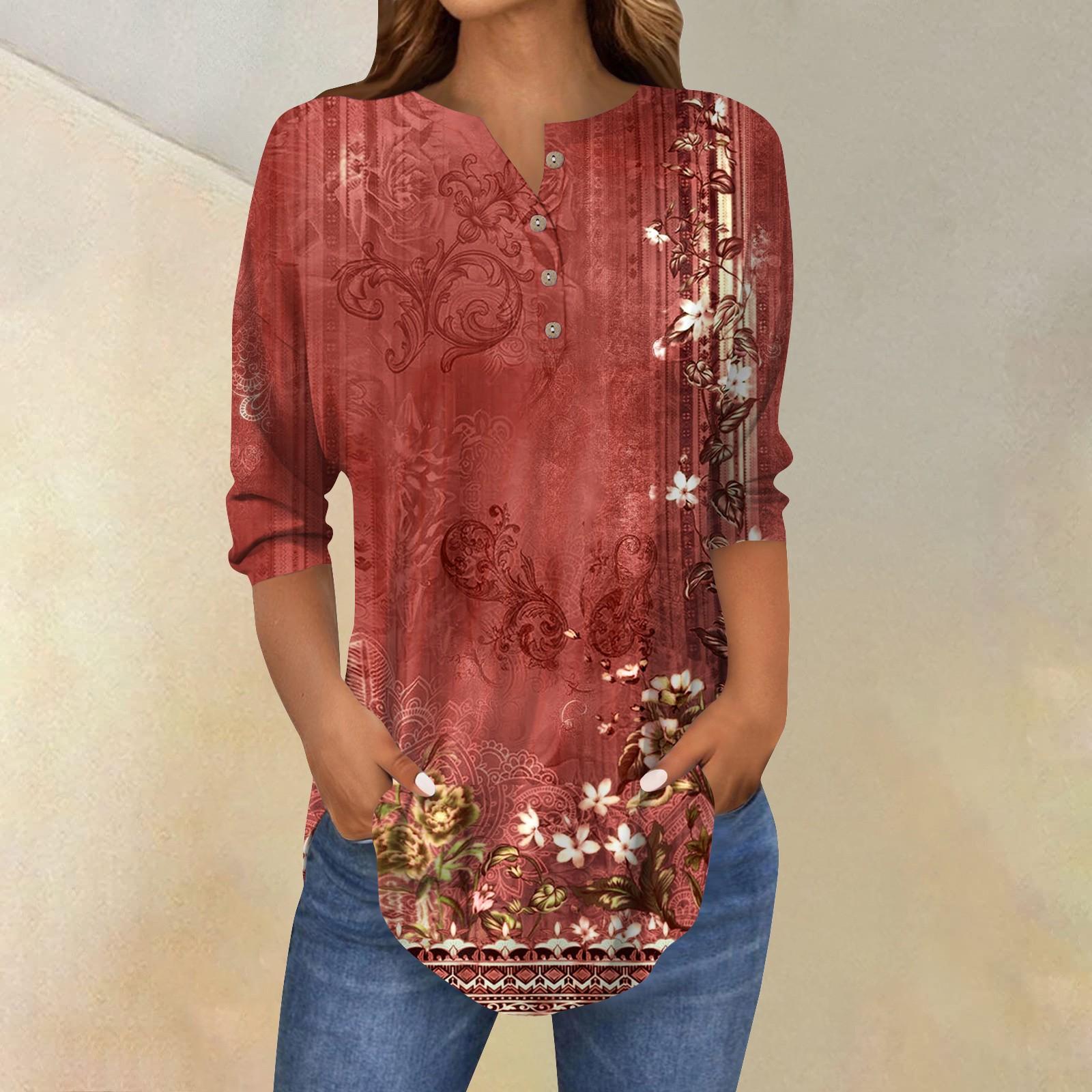 

Женские повседневные рубашки с рукавом 3/4, модные туники с принтом Святого Патрика и карманами S винный