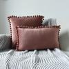Inyahome Solid Color Velvet Throw Pompom Pillow Covers Pillowcase for Home Decor Sofa Living Room Bed Couch Farmhouse Outdoor