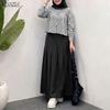 ZANZEA Women Long Sleeve Stripe Blouse and Long Skirts Casual Two Piece Suit Sets