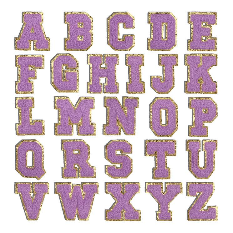 6Cm English Letter Towel Embroidery Patch Sticker Purple Letter Computer Embroidery Label Ironing Embroidery Chapter