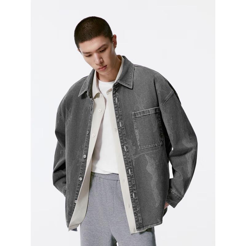 Veste chemise en jean à motif pour homme GXG