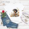 Femme Tshirt Funny Hat Wearing Watercolor Print Dog Cute Animal Print Tshirt Women Fashion Trend 90s Tshirt Dog Lover Tshirt