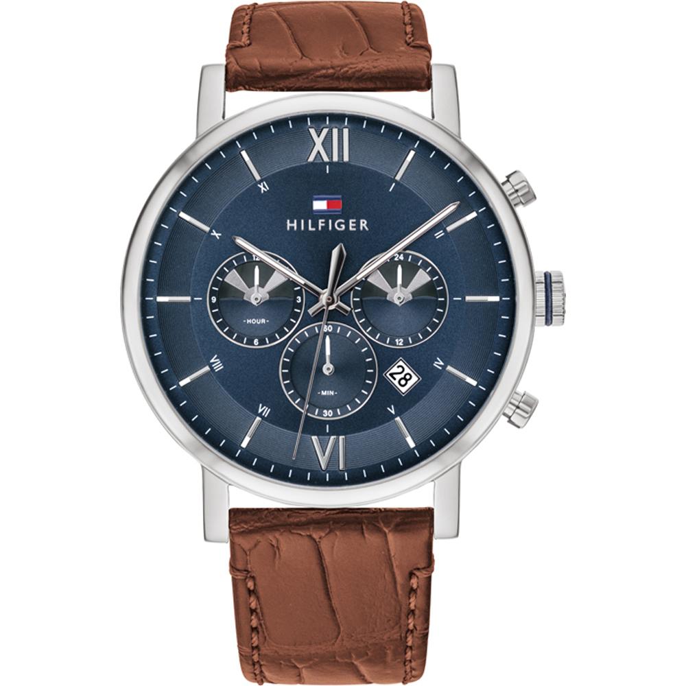 Tommy Hilfiger Evan Brown Leather Men s Quartz Watch 1710393 синий