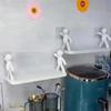 1 Stück Niedliche Weiße Statue Wandmontage Aufbewahrungsregal - Kein Bohren Erforderlich, Perfekt Für Badezimmer- Und Küchenorganisation