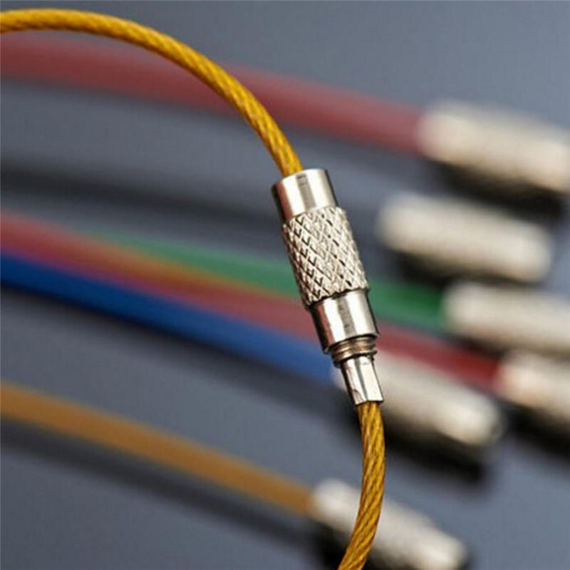 5 db Rozsdamentes Acél Drótkulcstartó Kábel Kulcskarika Láncok Kültéri Túrázás