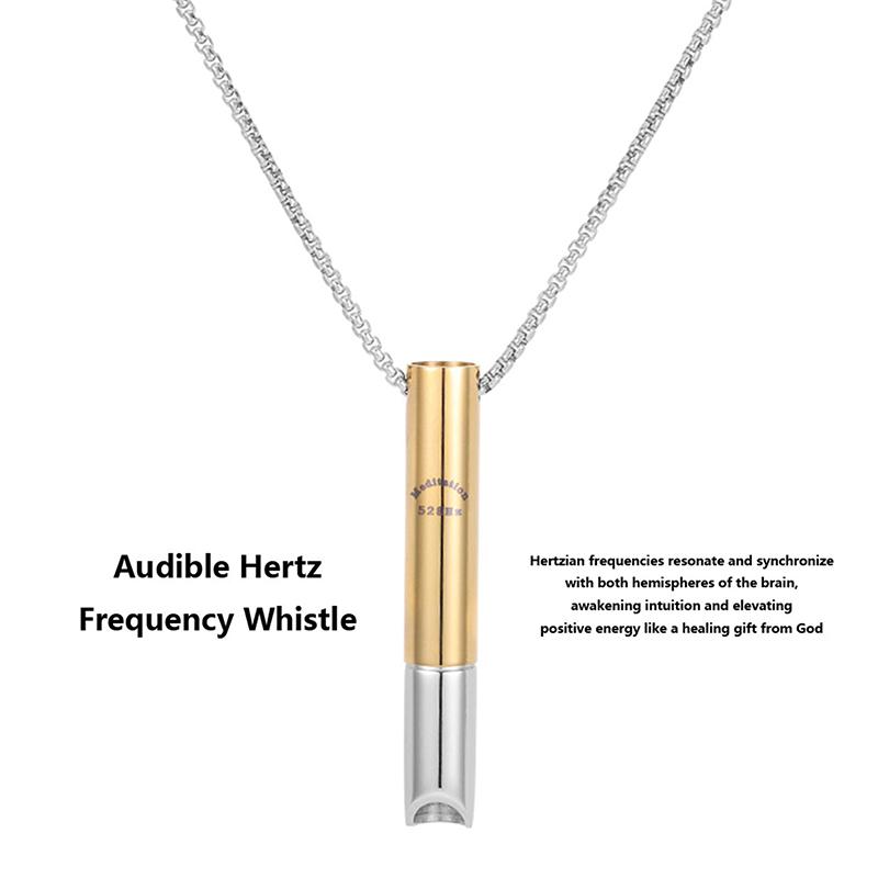 Stainless Steel Mindful Breathing Whistle Necklace Anxiety Relief Necklace For Anxiety Stress Panic Meditation Tools