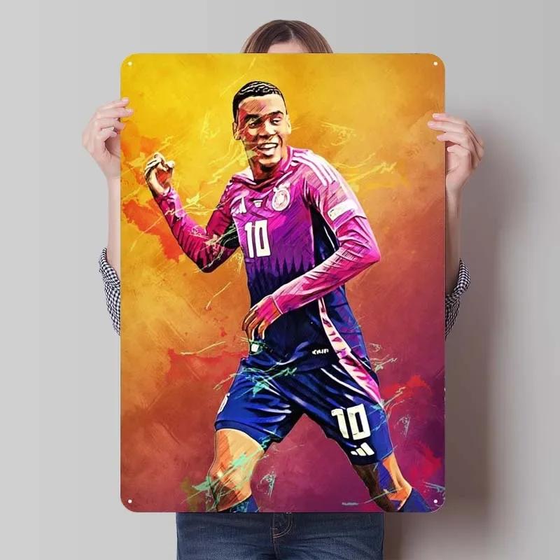 Jamal Musiala Metallschild, Sportposter, Vintage-Blechschild, Wanddekoration, Gamerzimmer-Dekoration, Retro-Stil für Zuhause 7.9x11.8In(20x30cm)