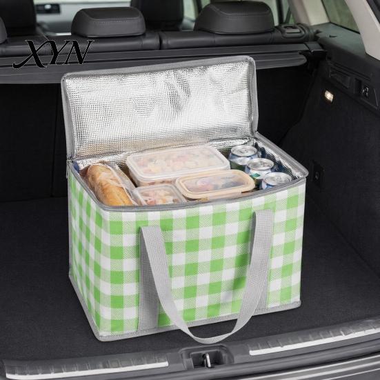 Outdoor Picnic Basket Insulated Bag, Foldable Thermal Lunch for Outdoor, Heavy Camping Bag Duty Aluminum Foil Cooler Food, Accessory