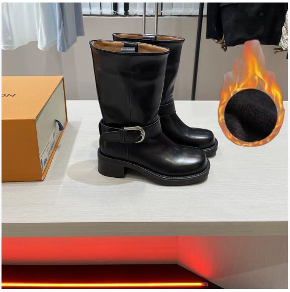 Fashion 2025 Women Long Boots Thick Sole Ladies Zipper Knight Flats Heel Boots Fashion Knee-high Boots Keep Warm Plush Winter Shoes