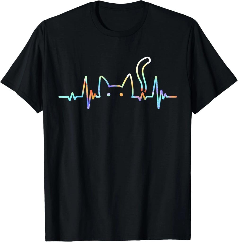 Heartbeat Cat Lover Animal Silhouette Cute Cat Gift Unisex T-Shirt