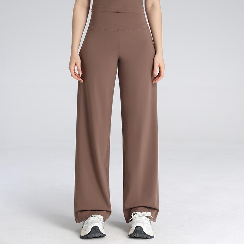 New Polished High-waisted Sports Casual Trousers Show Legs Long Running Fitness Straight Loose Yoga Wide-leg Trousers